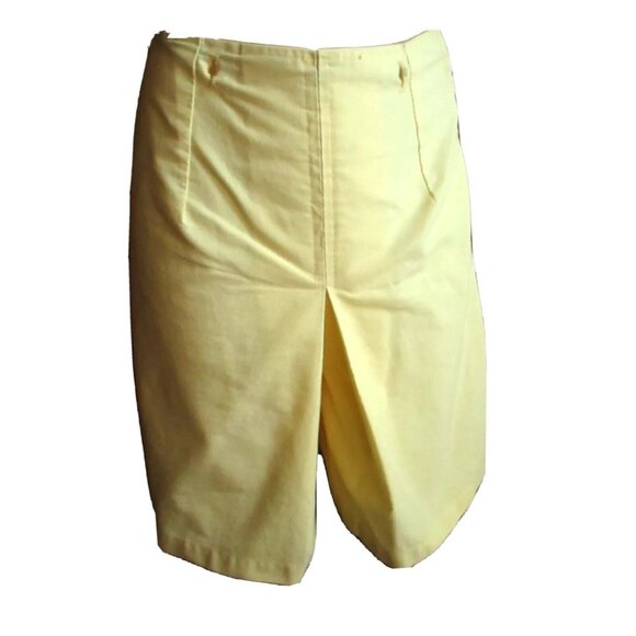 25" Vintage 1970's Womens Skirt COUNTRY YELLOW Taper COTTON BLEND Skort Shorts - Picture 4 of 9